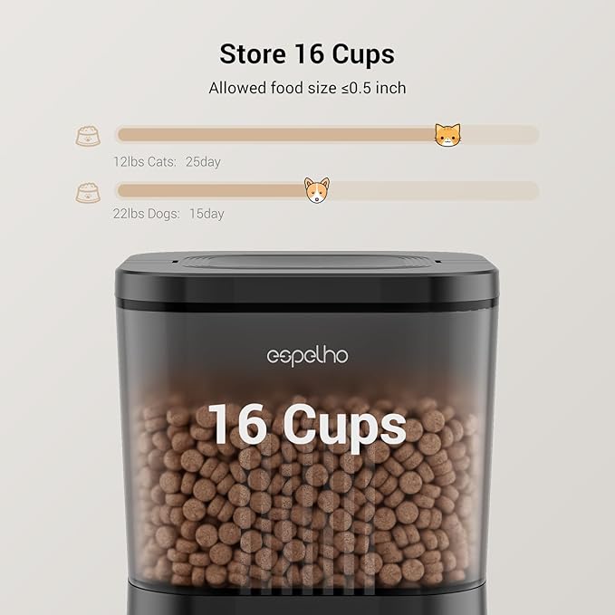 Espelho Automatic Cat Feeders WiFi: Food Dispenser with App Control 2.4Ghz WiFi- Smart Timed Cats Feeder with Voice Recorder| 4L Auto Pet Feeder for Cat and Small Dog- Up to 10 Meals per Day-Mewly Pet