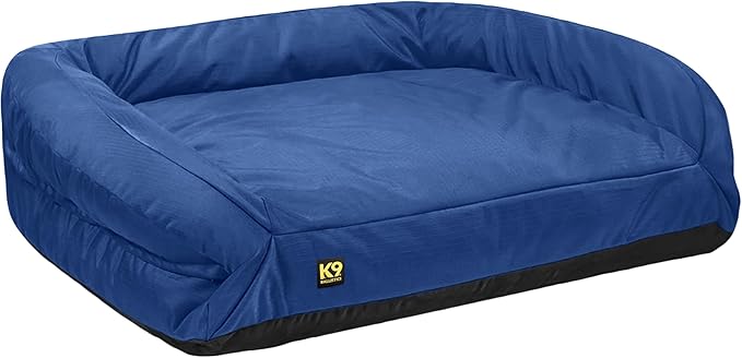 K9 Ballistics Tough Orthopedic X-Large Bolster Dog Bed - Washable, Durable and Water Resistant Dog Bed - Made for (XL) Big Dogs, 54"x38", Blue Quartz-Mewly Pet