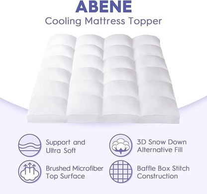 ABENE Queen Size Mattress Topper for Back Pain Relief, Extra Thick Mattress Pad Pillowtop, Soft Plush Mattress Cover Bed Topper with Deep Pocket, Overfilled Down Alternative Filling, White