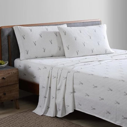 Eddie Bauer - Full Sheets, Cotton Flannel Bedding Set, Brushed For Extra Softness, Cozy Home Decor (Deer Lodge, Full)