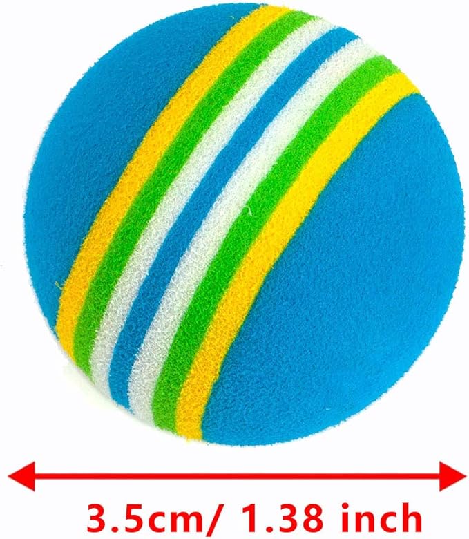 12 Pack 2 Color Rainbow Cat Toy Balls Soft EVA Foam Interactive Indoor Kittens Favorite Toys 1.38" Dia. Small Dogs Puppies Toy Balls Bulk Activity Chase Quiet Play Sponge Ball-Mewly Pet