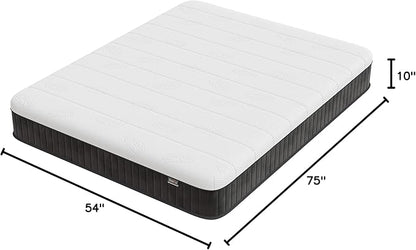 Swbvs Firm Full Mattress, 10 Inch Cooling-Gel Memory Foam & Pocket Spring Hybrid, Firm Feel, Full Size Mattresses, CertiPUR-US Certified, Fiberglass Free