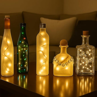 Novelty Lights 5.5 Feet 10 Bulb Clear Mini Light String on White Wire, Non-Connectable Incandescent Fairy Lights for Bottles and Crafts, 4" Bulb Spacing, 24" Lead, Stackable Fused Plug