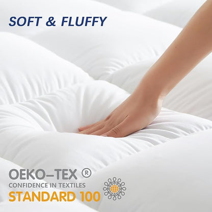 CYMULA RV King Mattress Topper, Cooling Mattress Pad Cover, Extra Thick Pillow Top Mattress Topper with 8-21 Inch Elasticated Deep Pockets, Plush Down Alternative Fill Mattress Protecto