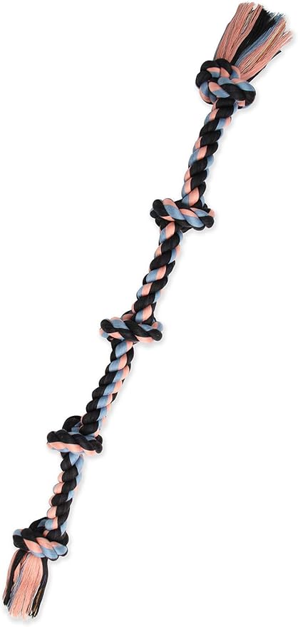 Mammoth Flossy Chews Multi Color 5 Knot Rope Tug – Premium Cotton-Poly Tug Toy for Dogs – Interactive Dog Rope Toy – Tug Dog Chew Toy for Big Dogs - X-Large, 36”-Mewly Pet