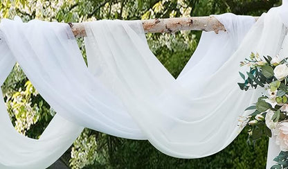 LinenZone White Window Scarf Valance in 360 Inch Size. Use Window Scarves as Canopy Bed or Backdrop Curtains, Curtain Scarf, or Sheer Fabric for Draping. (Amazing 55 x 360, White)