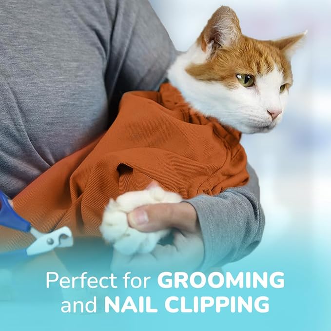 Cozy Comfort Carrier - Extra Large Caramel Pet Carrier for Cat and Cat Restraint for Medication Administration, Nail Clipping, Travel, Vet Visits, and Dental Care-Mewly Pet