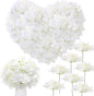 Zeyune 150 Pcs Hydrangea Artificial Flowers, Silk Flower Heads with Stems, Fake Hydrangea Bouquet for Wedding Arch Centerpiece DIY Floral Home Decoration (White)