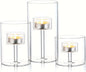 Glass Hurricane Candle Holder, 3pcs Clear Cylinder Candle Holders Bulk for Pillar Candles, Open Ended Glass Candle Pedestal for Wedding Centerpieces Tables, Party, Event(No.01)