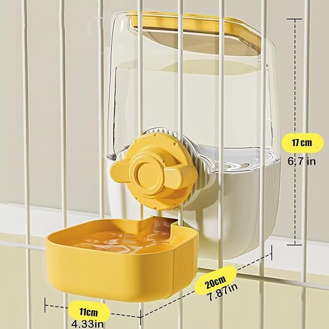 Pet Hanging Automatic Feeders Drinking Bowls，Gravity Rabbit Feeder and Water Set，Cage Cat Food Bowl Feeding Station for Puppy Kitten Chinchilla Hedgehog Guinea Pig Ferret (Yellow-Water)-Mewly Pet