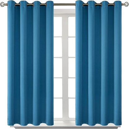 BGment Blackout Curtains - Grommet Thermal Insulated Room Darkening Bedroom and Living Room Curtains, Set of 2 Panels (52 x 54 Inch, Steel Blue)