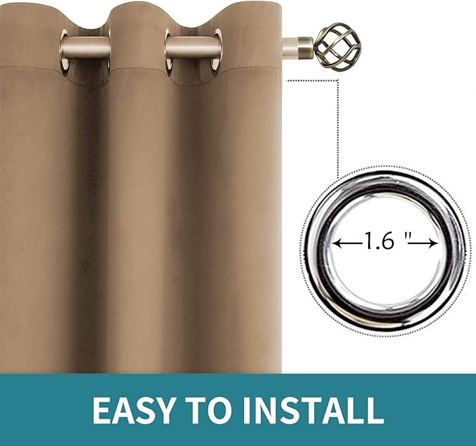 BGment Blackout Curtains for Bedroom - Grommet Thermal Insulated Room Darkening Curtains for Living Room, Set of 2 Panels (52 x 95 Inch, Taupe)