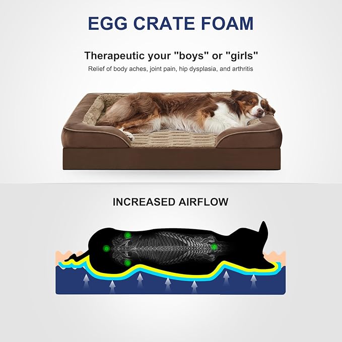FURTIME Orthopedic Bed for Large Dogs, XL Washable Dog Beds Large Sized Dog, Comfy Supportive Foam Pet Couch Bed with Removable Washable Cover, Waterproof Extra Large Sofa Bed Foam and Nonskid Bottom-Mewly Pet