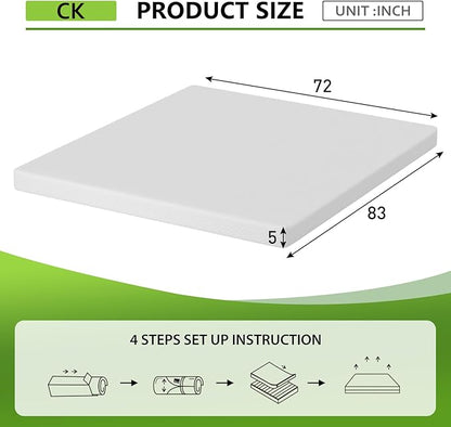 PayLessHere 5 Inch Gel Memory Foam Mattress Medium Firm Mattresses CertiPUR-US Certified Bed-in-a-Box Pressure Relieving California King Size,Fiberglass Free，White