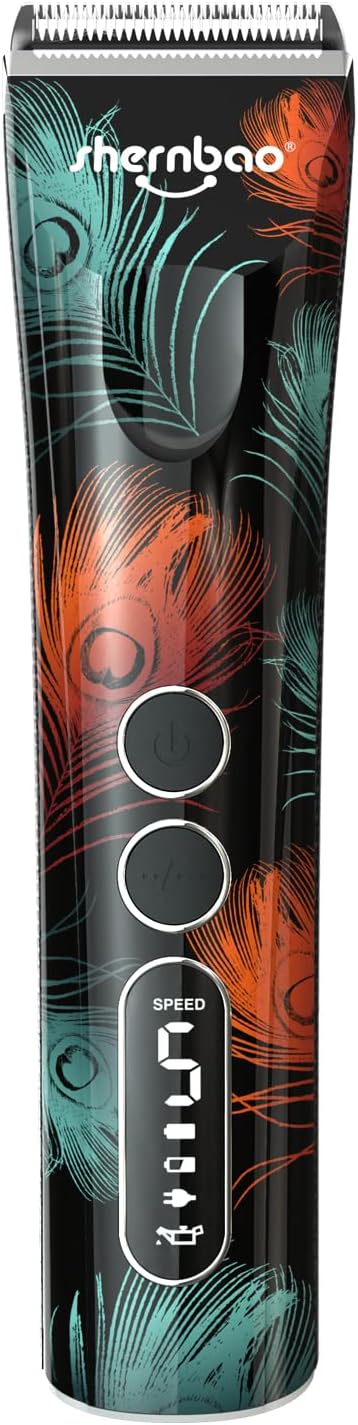 shernbao Professional Animal Grooming Clipper for Thick Heavy Coats, 5-Speed Low Noise Powerful Corded/Cordless 5-in-1 Blade for Small & Large Pet, Dog, Cat, Horse-Mewly Pet