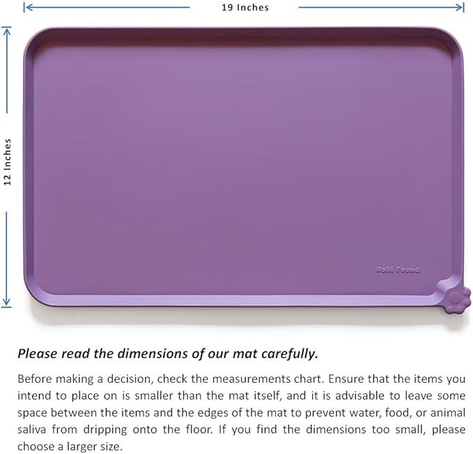 Hoki Found Silicone Pet Food Mats Tray - High-Lips Pet Dog Cat Bowl Mats - Pet Feeding Mat - Waterproof Dog Cat Food Mats -Pet Water Mats for Floors - Amethyst-Mewly Pet