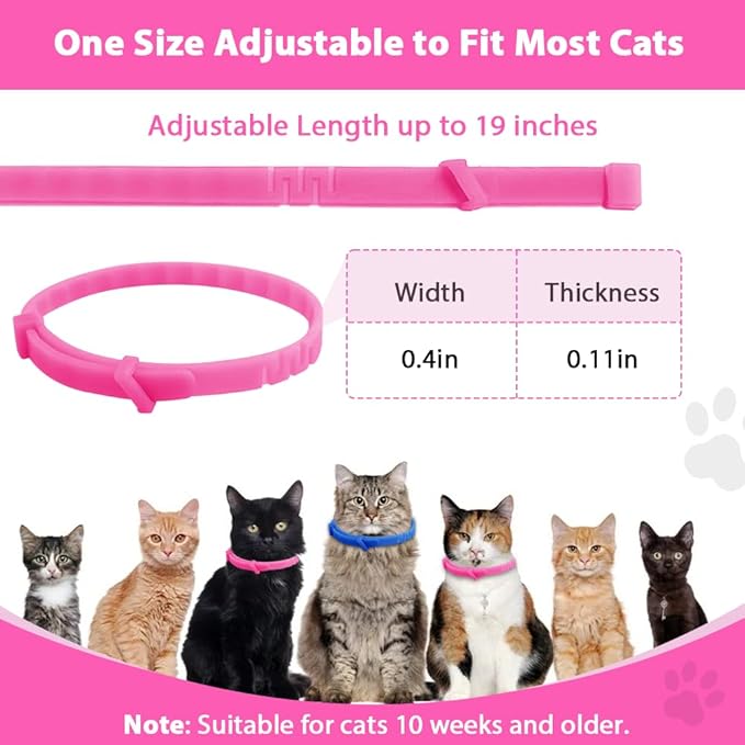 4 Pack Flea and Tick Collar for Cats, Natural Plant Oil Formula Cat Flea Collar Provides 32-Month Protection for Flea & Tick Prevention, Waterproof & Adjustable Cat Flea Treatment for Most Cats-Mewly Pet