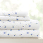 Linen Market Double-Brushed Patterned Microfiber King Sheet Set 4 Piece – Oeko-TEX Certified Ultra Soft & Wrinkle-Free - 16" Deep Pocket Sheets - Easy Care King Size - Soft Floral Light Blue