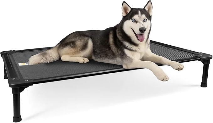 Sytopia 47'' Outdoor Elevated Dog Bed for Extra Large Dogs, Chew-Proof Pet Camping Raised Cot with Breathable Mesh - Durable Frame, Cooling Hammock Bed, Non-Slip Feet, Waterproof, Easy Clean-Mewly Pet