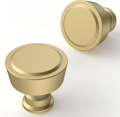 10 Pack Brushed Gold Cabinet Knobs Single Hole Cabinet Pulls Round Kitchen Cabinet Knobs