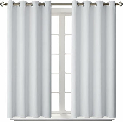 BGment Room Darkening Curtains 54 Inches Long - Grommet Thermal Insulated Drapes Window Treatment Curtains for Bedroom, 2 Panels, 52 x 54 Inch, Greyish White