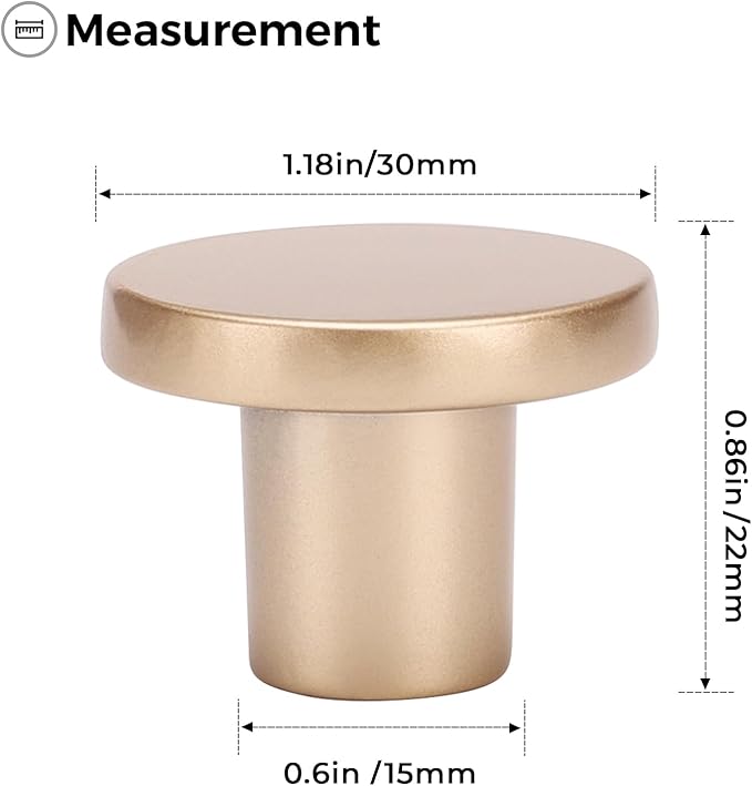 Ravinte 25 Pack Cabinet Knobs Champagne Gold Kitchen Cabinet Knobs Round Dresser Drawer Pulls Closet Door Pulls 1-1/5 Inch
