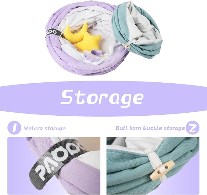 Cat Tunnel, Large Indoor Durable Collapsible Interactive Cat Tube with Peek-A-Boo Hole, Hanging Toys, and Crinkly Paper Lining - Cute Tunnel for Cats, Kittens, Puppies & Rabbits, Purple-Mewly Pet