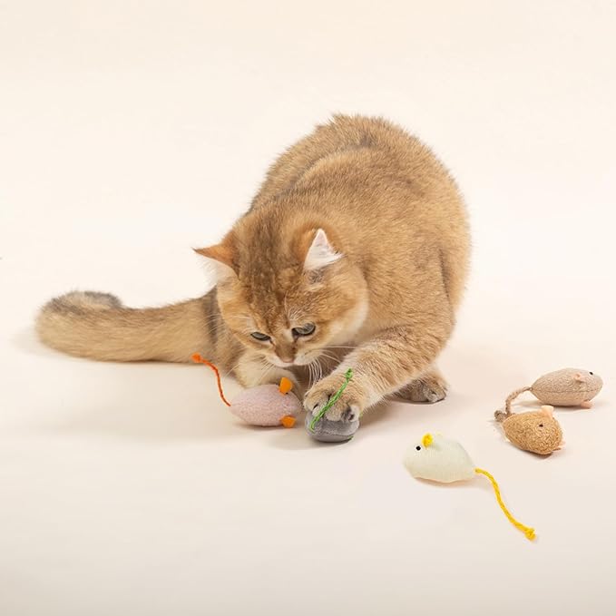 Shudyear cat Toys 5pcs Mouse Toys, Interactive Catnip Animal Toys for Indoor Kittens to Eliminate Boredom for Bored Indoor Cats (10pc)-Mewly Pet
