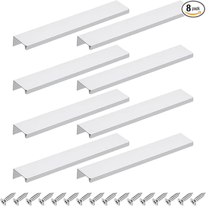 uxcell Cabinet Finger Edge Pull, 8pcs 200mm / 7.87" Aluminum Alloy Back Mount Hidden Cabinet Pulls Concealed Handle for Home Kitchen Drawer Cabinet, Silver