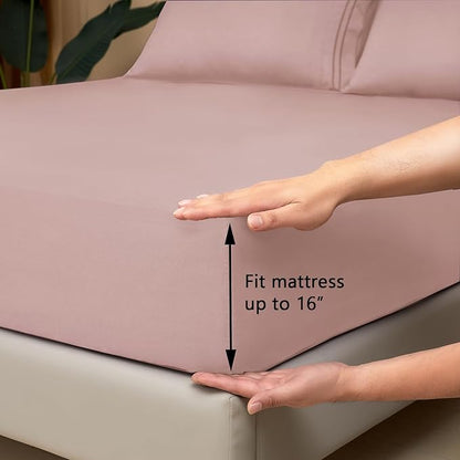 Mejoroom Twin XL Sheet Set - Hotel Luxury Microfiber Sheet & Pillowcase Sets Fits College Dorm Room Mattress - Soft, Breathable, Wrinkle & Fade Resistant - 3 Piece (Dusty Pink)