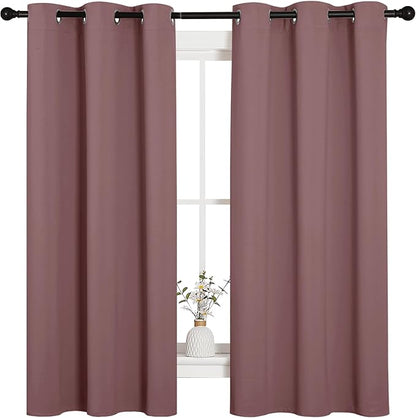 NICETOWN Room Darkening Curtains Drapes for Daughter's Bedroom, Window Treatment Thermal Insulated Grommet for Living Room (Dusty Bean Paste, 2 Panels, 42 by 63)