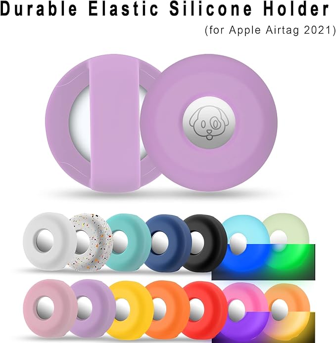 Airtag Holder for Dog Collar, Cibaabo Silicone Air Tag Case Cover Compatible with Apple Airtags for 0.8-1.2inch Cat Pet Collar Harness Loop-Mewly Pet