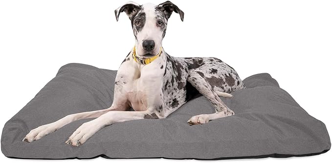 K9 Ballistics Tough Rectangle Pillow XXL Extra Large Dog Bed - Removable Cover, Washable, Durable & Water Resistant Dog Bed Made for Big Dogs 68" x40 Light Gray Velvet-Mewly Pet
