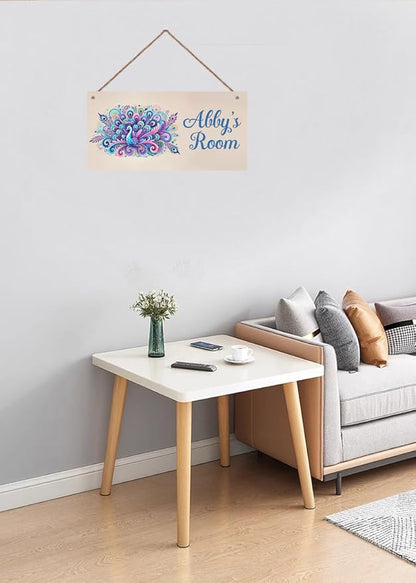 Personalized Signs Peacock Room Decor Custom Sign Nursery Girls Name Hanging Décor Kids Door Sign For Kids Room