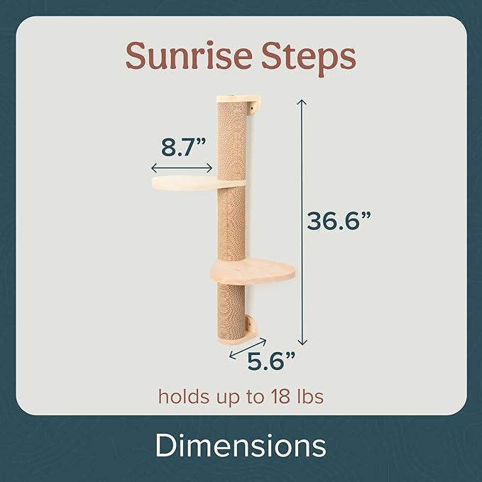 Cat Climbing Wall System – Modern Floating Shelves & Perches for Cats - Sunrise Steps | Ascentials by FurHaven-Mewly Pet