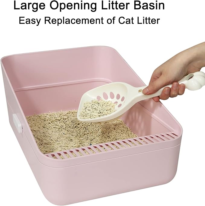 Sfozstra Cats Litter Box Low: Pink Small for Kittens up to 8 lbs, Anti Tracking Design Space Saving for Apartments-Mewly Pet