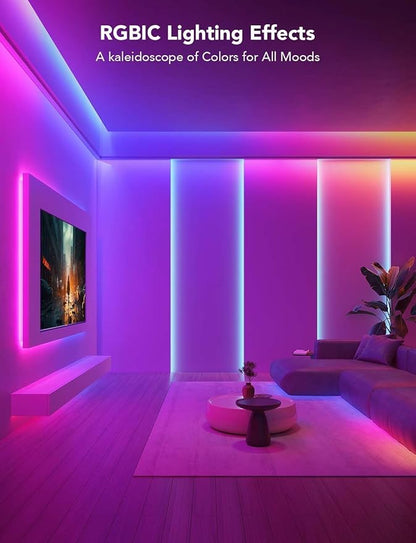 Govee RGBIC LED Strip Lights, 65.6ft Smart LED Lights for Bedroom, Bluetooth LED Strip Lights APP Control, DIY Multiple Colors on One Line, Color Changing LED Lights for Home Decor, 2 Rolls of 32.8ft