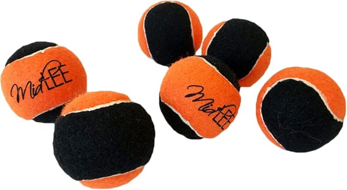 Midlee Orange/Black Dog Halloween Tennis Balls- Set of 6-Mewly Pet