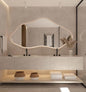 Asymmetrical Bathroom LED Mirror, Modern Irregular Shape Wall Mirror with LED Lights, Frameless Aesthetic Backlit LED Illimunated Vanity Mirror (55" x 27" inc)