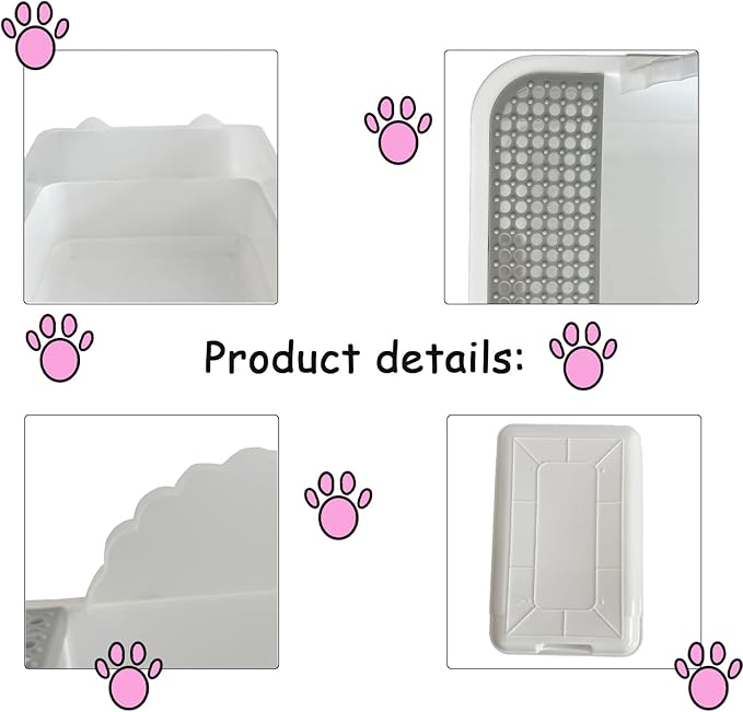 kathson Open Cat Litter Box with High Side,Anti-Splashing Cats Litter Pan,Kitten Toilet with Litter Sifting Scoop,Semi-Enclosed Removable Kittens Litter for Boxes Easy to Clean No Odor 11×17×7 inches-Mewly Pet