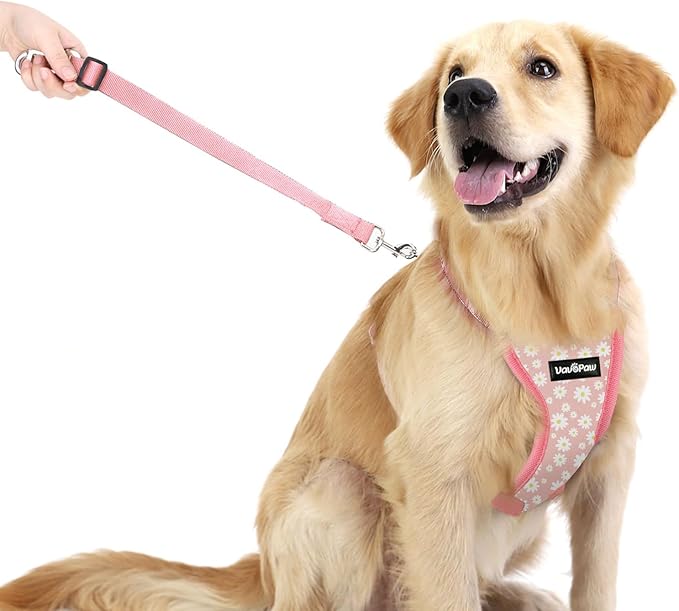 Dog Seat Belt, Safety Vest Dog Car Harness with Adjustable Buckle Dog Seat Belt for Vehicle Nylon Pet Safety Seat Belts Heavy Duty(XL, Pink Daisy)-Mewly Pet