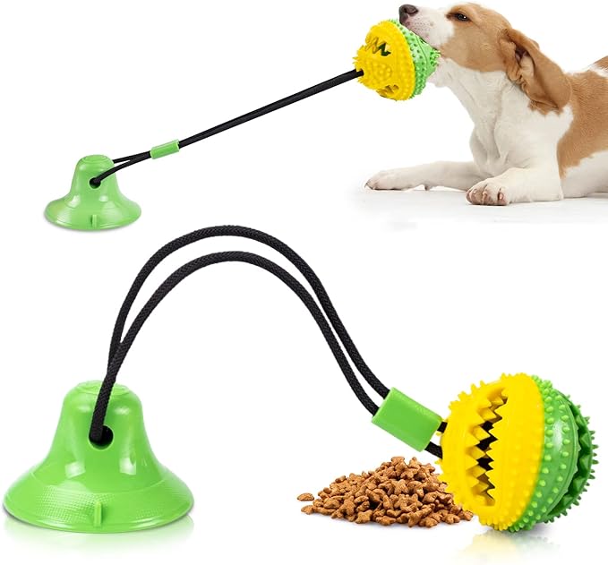 Dog Toys, Dog Chew Toys for Aggressive chewers, Puppy Training Treats Teething Rope Toys for Boredom, Puzzle Treat Food Dispensing Ball for Puppies Teething Small Dogs (Green)-Mewly Pet