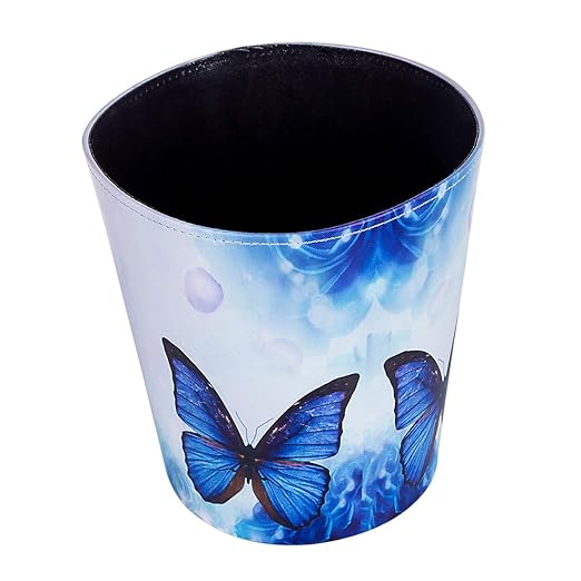 10L/2.64 Gallon PU Leather Trash Can Decorative Waterproof Wastebasket Paper Basket Garbage Bin for Home Office Bathroom