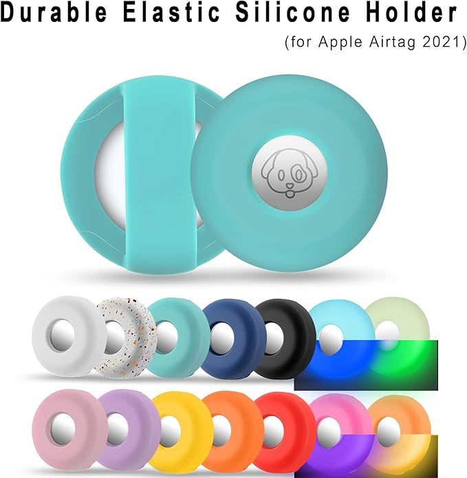 Airtag Holder for Dog Collar, Cibaabo Silicone Air Tag Case Cover Compatible with Apple Airtags for 0.8-1.2inch Cat Pet Collar Harness Loop-Mewly Pet