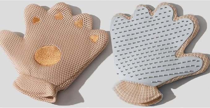 Zoocozy 2 in 1 Pet Hair Removal Glove for Cat Dog, Indoor Cat Grooming Gloves, Pet Washing Brush for Shedding Massage - Double-Sided Available(Brown)-Mewly Pet