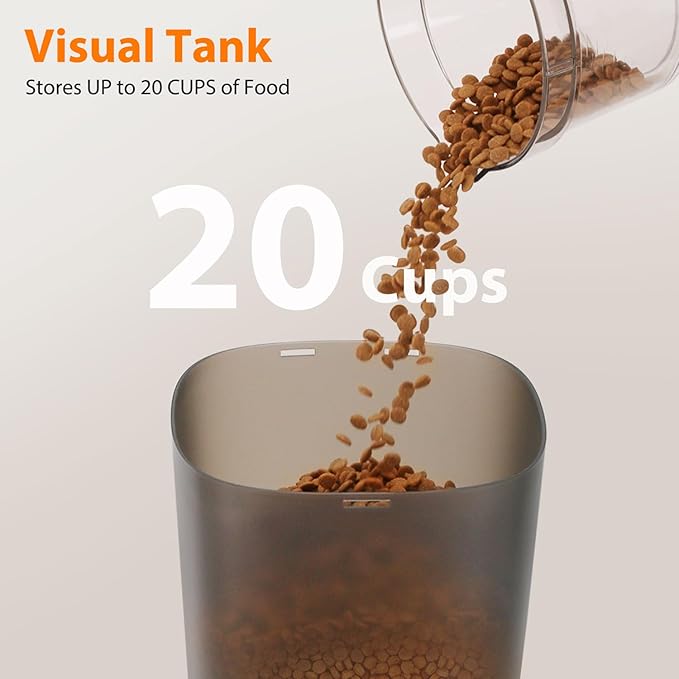 Automatic Cat Feeder and Water Fountain, 5L/20 Cups Timed Cat Dry Food Dispenser, 10s Meal Call, 20 Portions 6 Meals Per Day, 2L Cats Fountains for Drinking with Filter, Pet Feeder for Dog Black-Mewly Pet