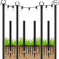 4 Pack 10Ft String Poles, Poles for Outside String Lights,Outdoor with Fork,Metal Poles Stand for Patio,Backyard,Deck