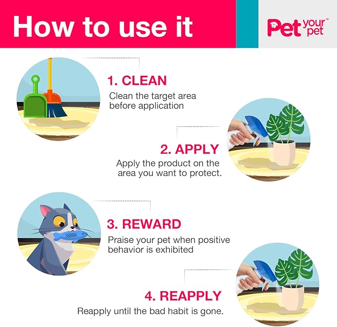 No Pee No Poop Cat Potty Training Spray, 16 Fl Oz – Non-Toxic Cat Spray No Mark for Urine/Marking/Pooping – Natural Pee Deterrent Spray – Indoor/Outdoor Keep Off-Mewly Pet