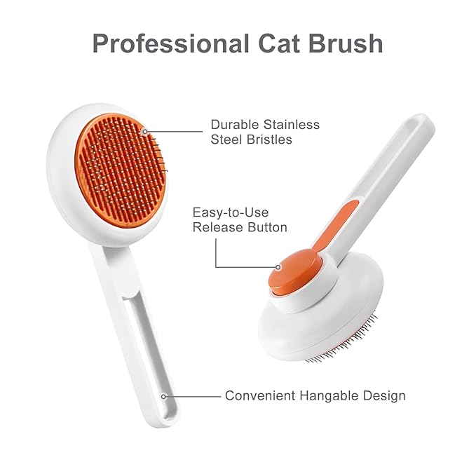 Cat Brush with Release Button, Pet Grooming Brushes for Shedding, Suitable for Long and Short Haired Cats and Dogs, Easy to Remove Removes Loose Undercoat-Mewly Pet
