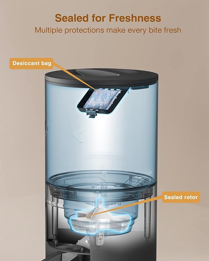 Automatic Cat Feeders - 6L Cat Food Dispenser with Double Bowls, Programmable Timed Feeder for Up to 6 Meals per Day with 10S Voice Recorder, Supports Dual Power Supply-Mewly Pet